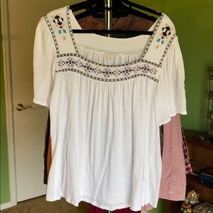 Lucky Brand 3X Embroidered Boho Top